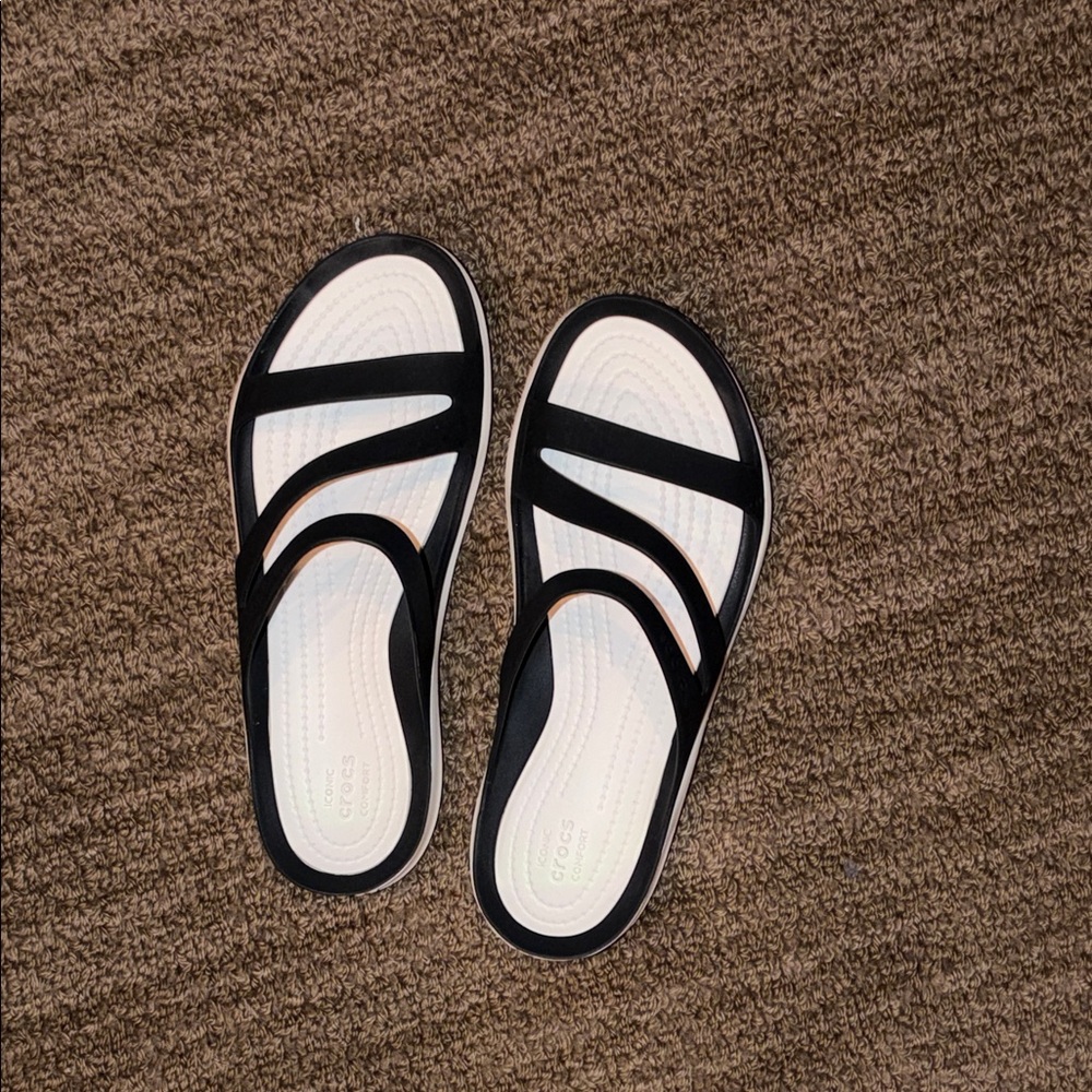 CROCS Women's Black and White Sandals